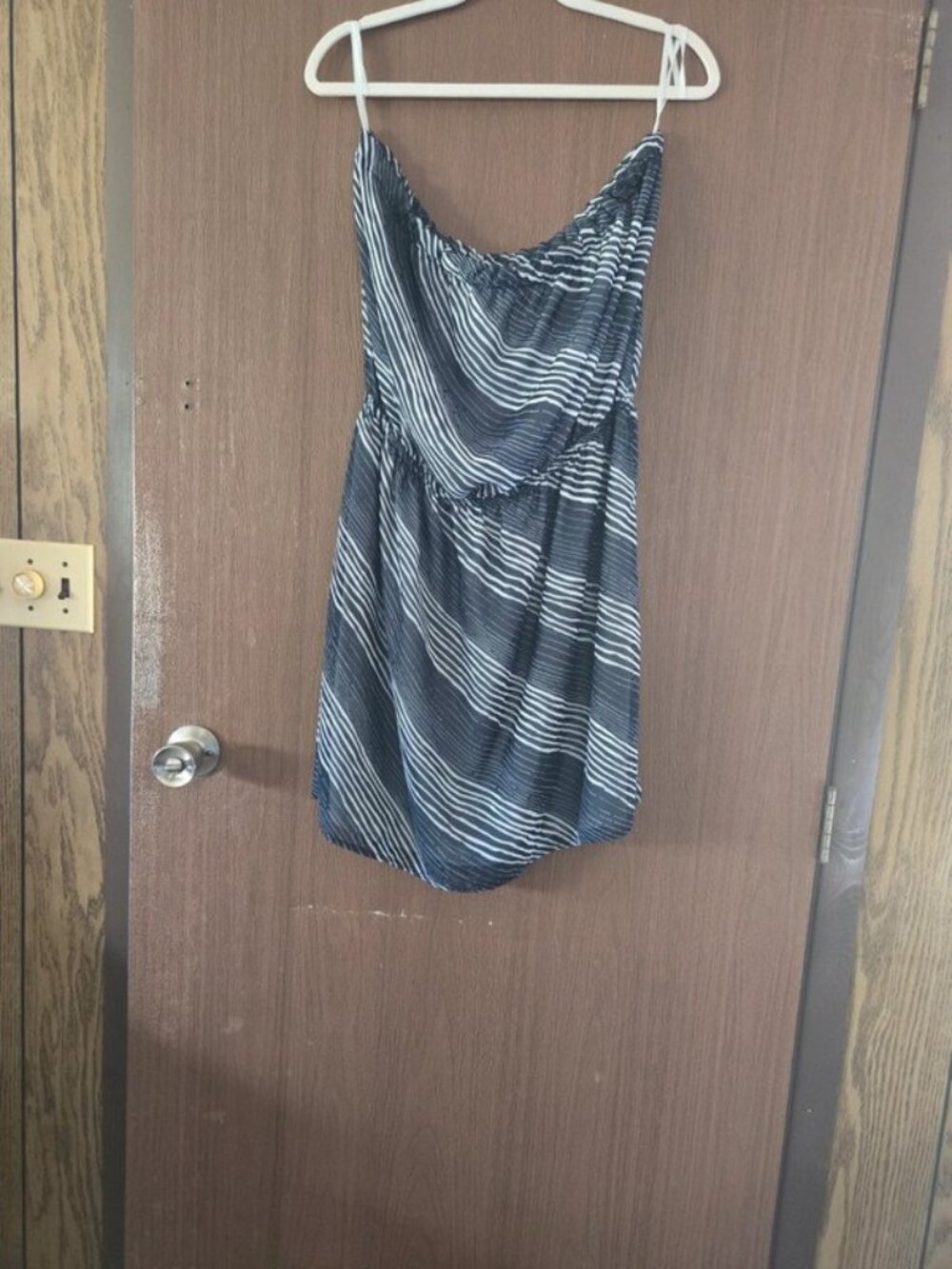 Women's Navy and White stripe strapless dress